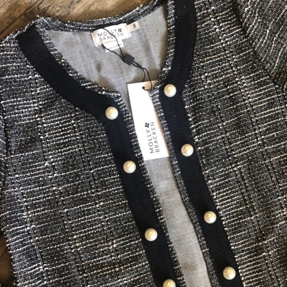 1 Left ⏳Boutique Tweed Silver Thread Pearl Jacket - Picture 4 of 8